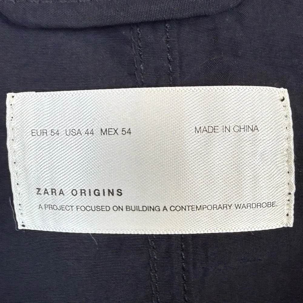 Zara‎ Mens Blazer Black Nylon Size 44 Business Casual Contemporary Lightweight